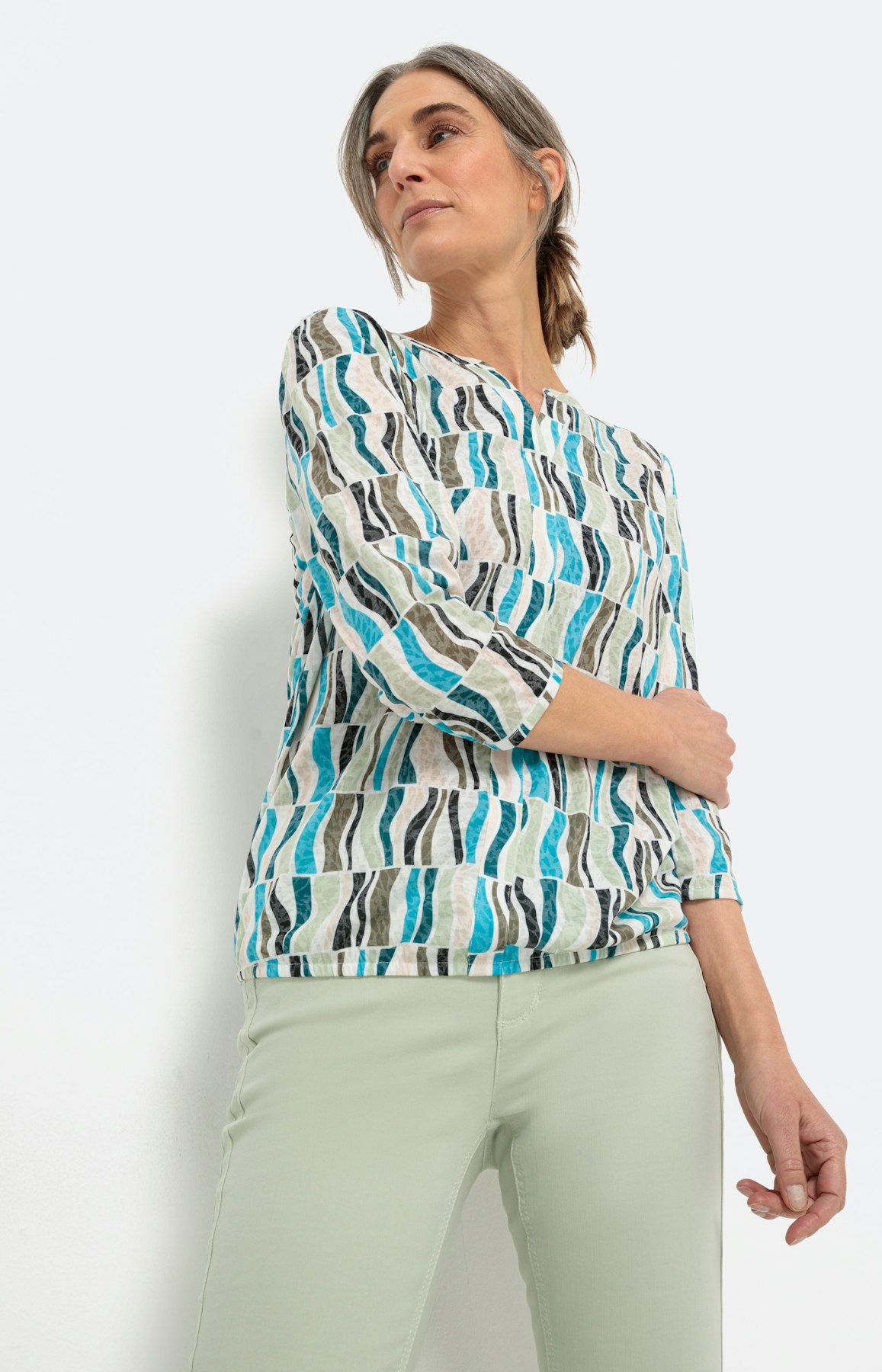 Gedessineerd shirt met 3/4-mouwen