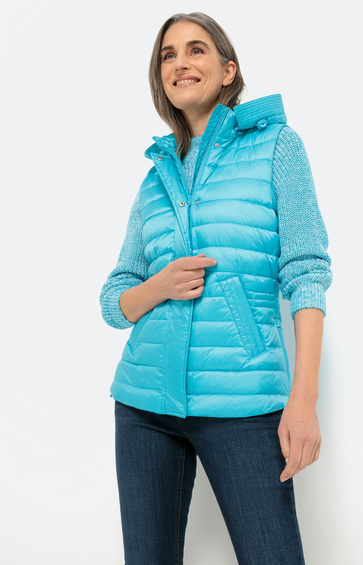 Bodywarmer met een afneembare capuchon