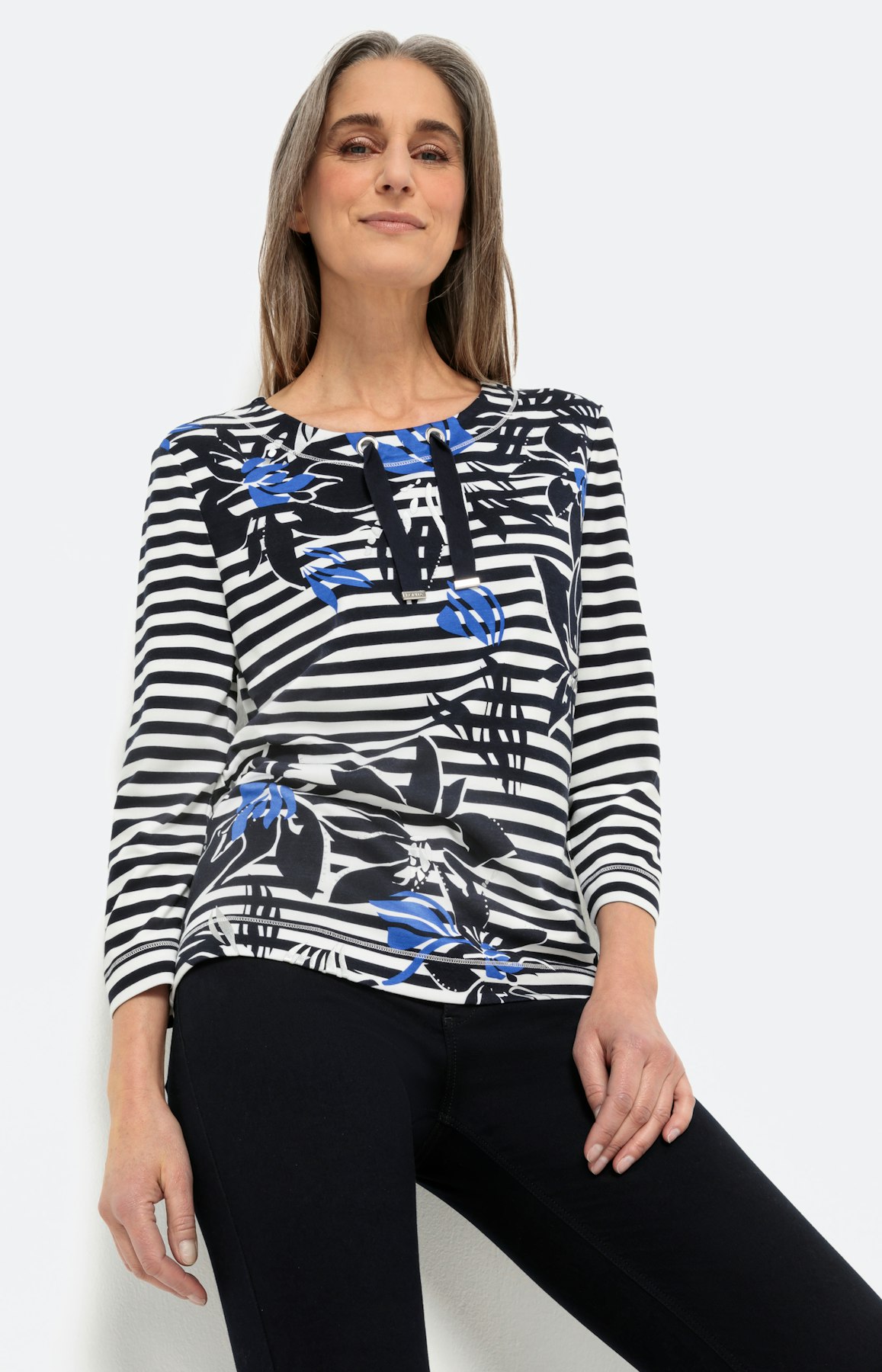Gestreept sweatshirt met 3/4-mouwen