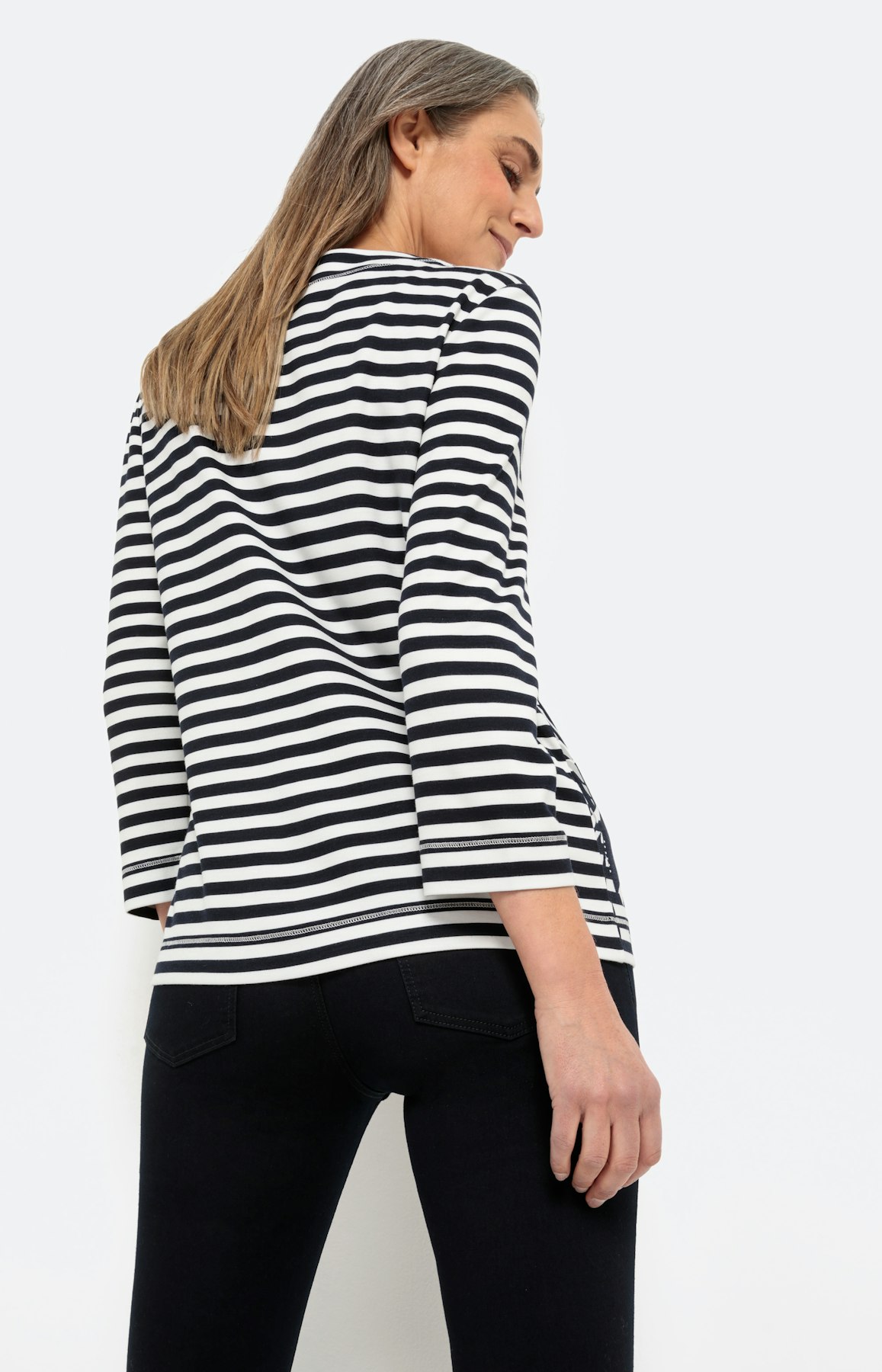 Gestreept sweatshirt met 3/4-mouwen