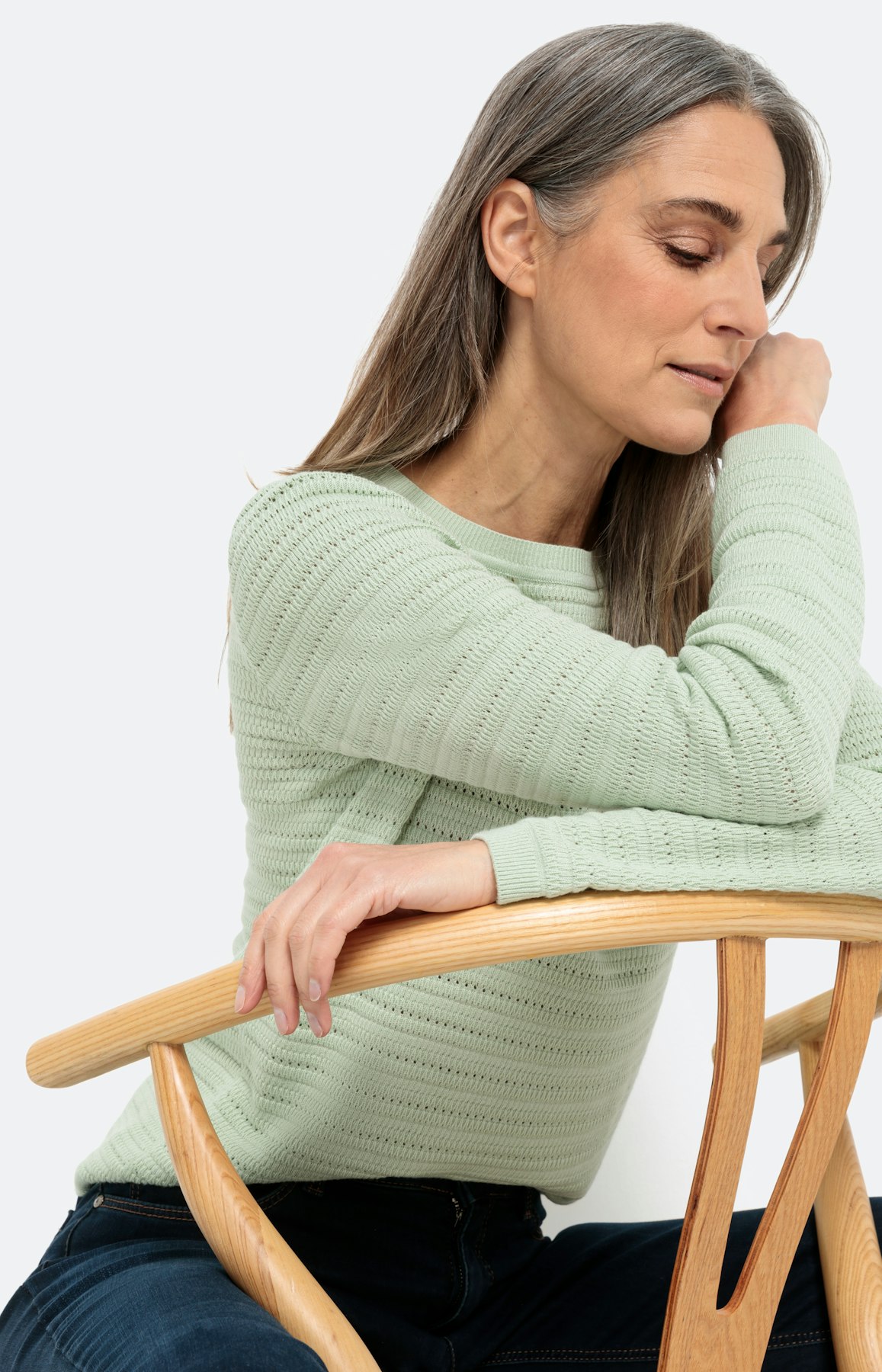 Trui met lange mouwen in ajourbreisel