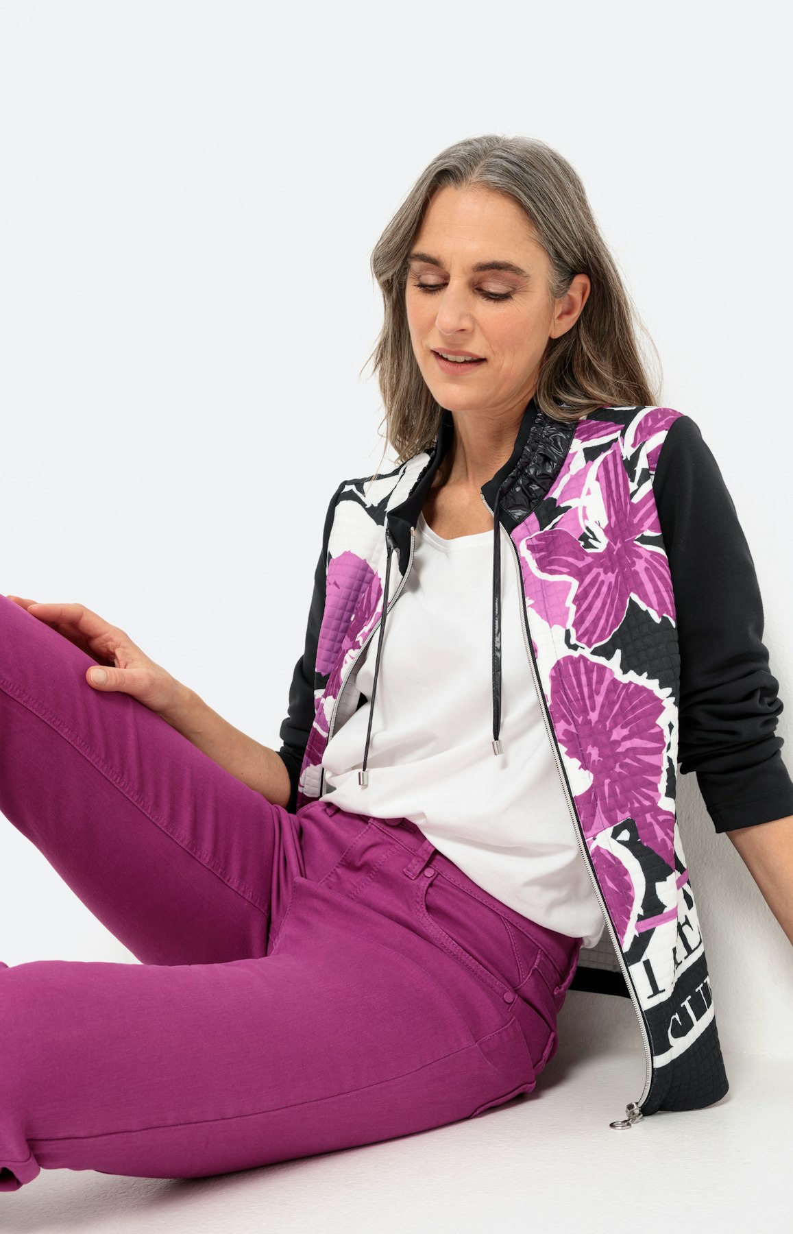 Bedruckte Sweatjacke mit 1/1-Arm