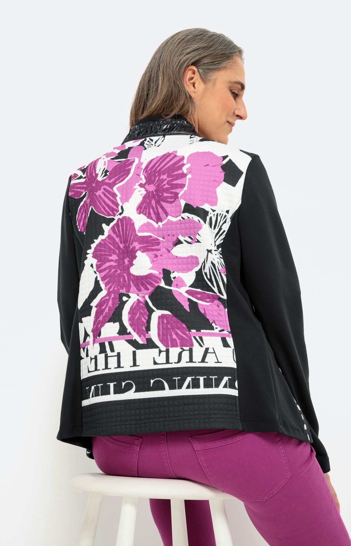 Bedruckte Sweatjacke mit 1/1-Arm