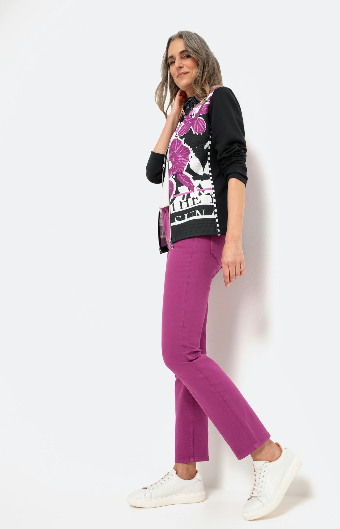 Bedruckte Sweatjacke mit 1/1-Arm