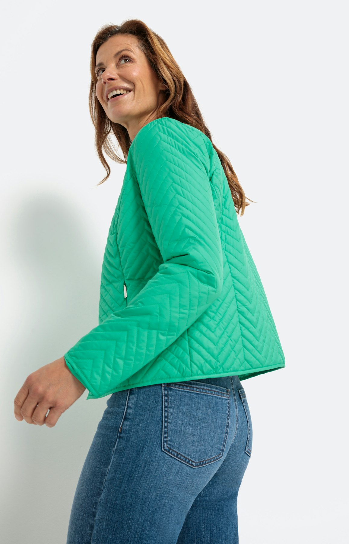 Gewatteerd jack met ronde hals