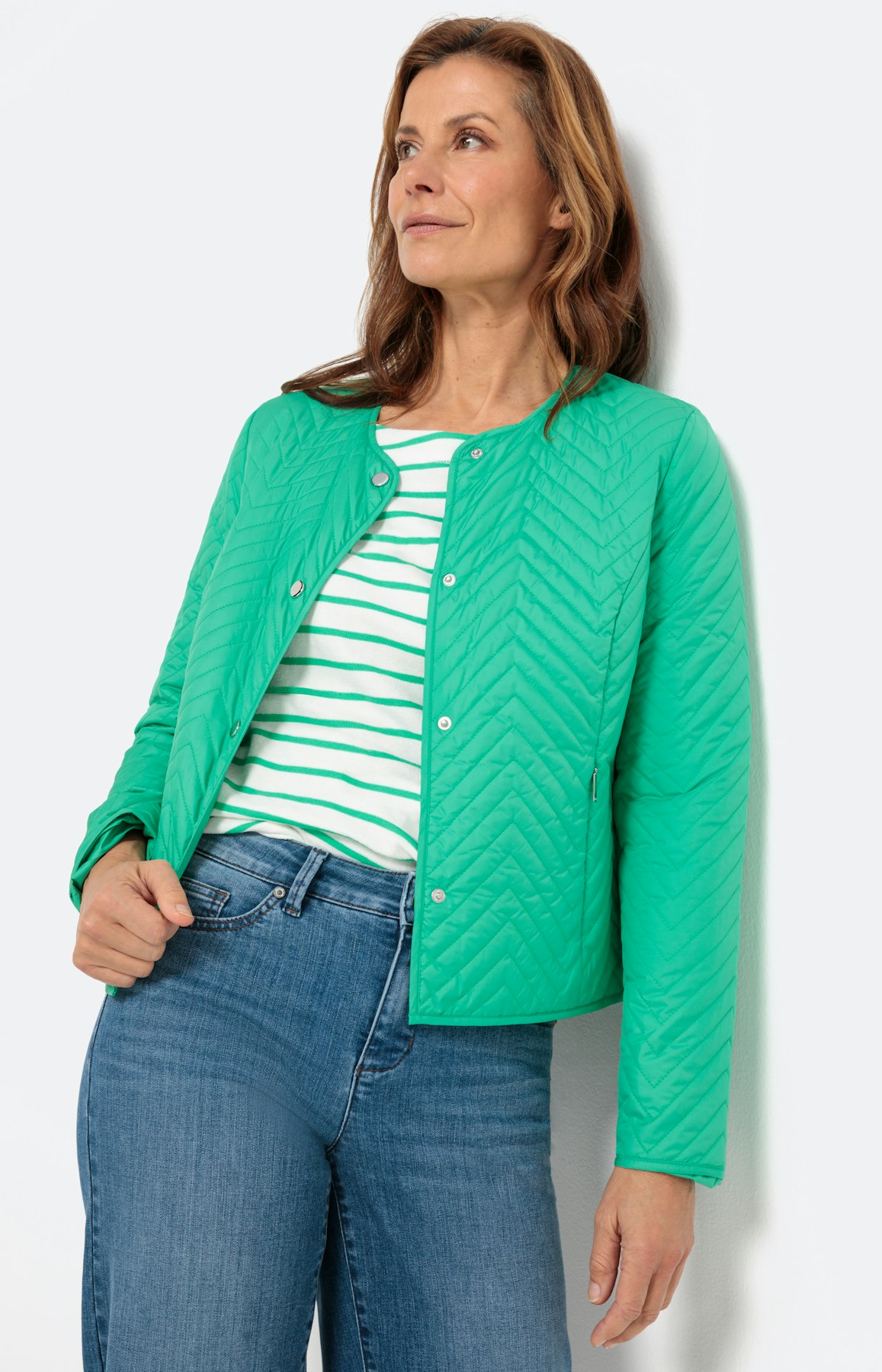 Gewatteerd jack met ronde hals