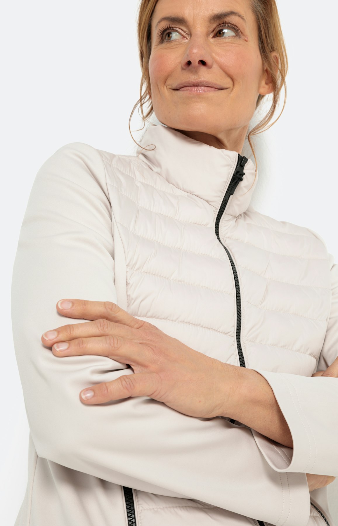 Steppjacke im Materialmix