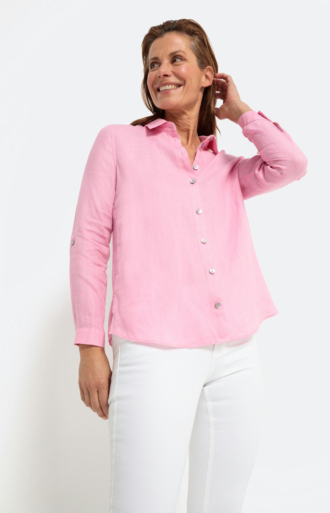 Leinenbluse mit langem Ärmel