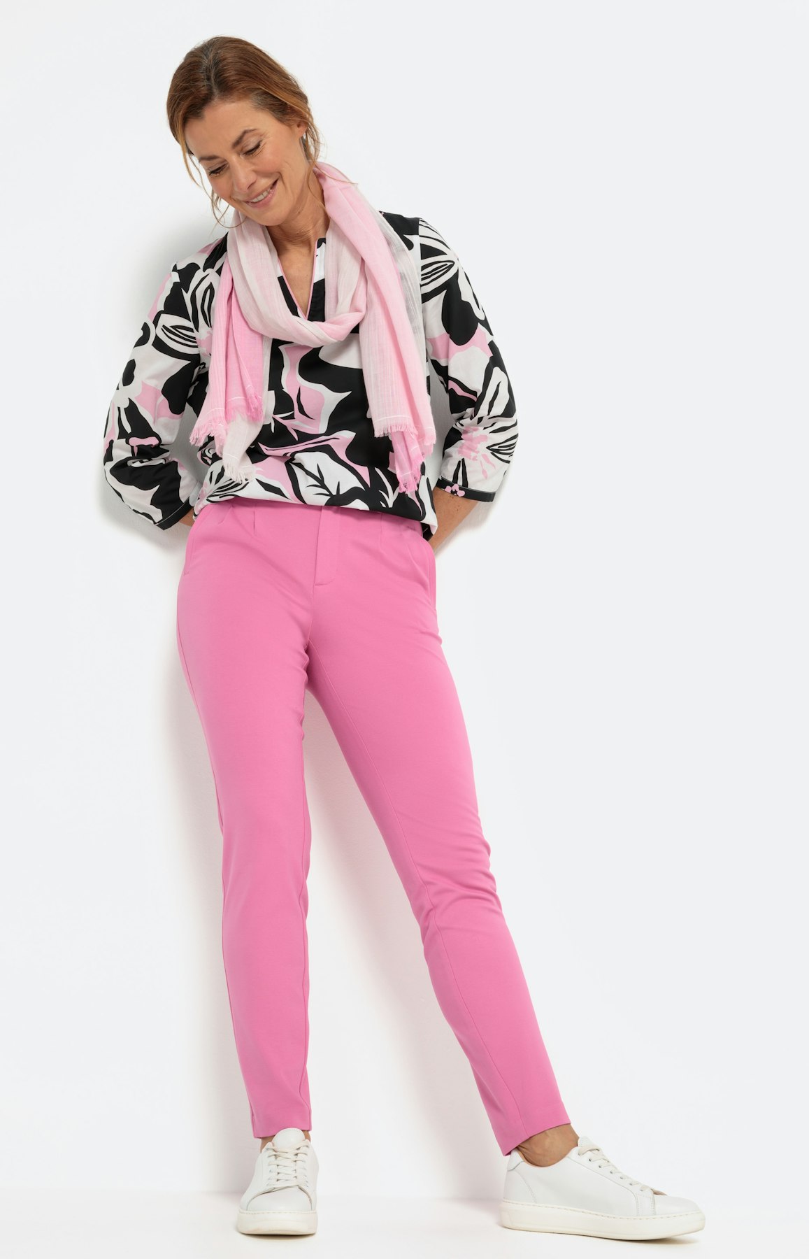 Blouse met 3/4-mouwen van katoenen voile