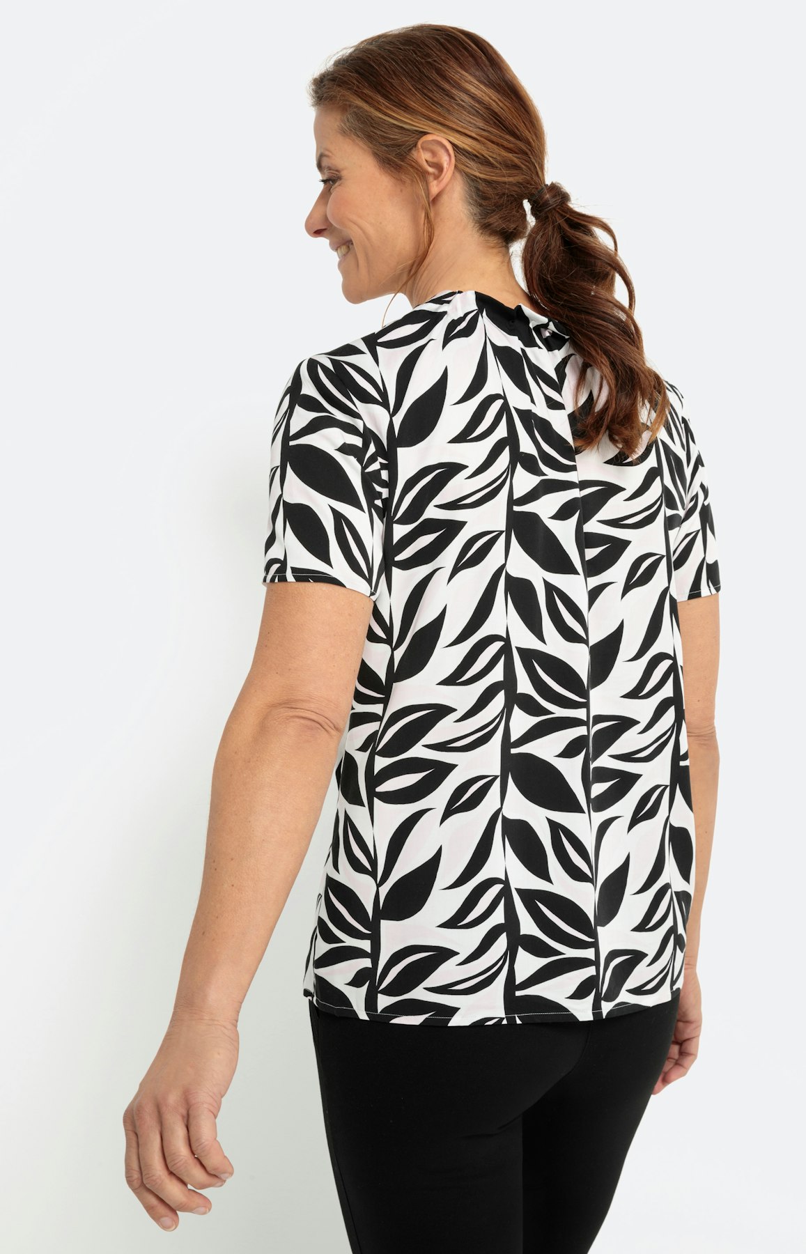 Gedessineerd blouseshirt met korte mouw
