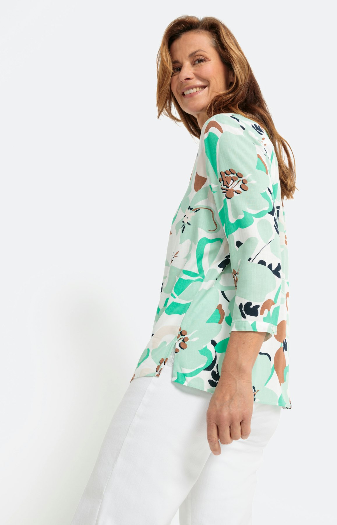 Bloemrijke blouse met 3/4-mouwen
