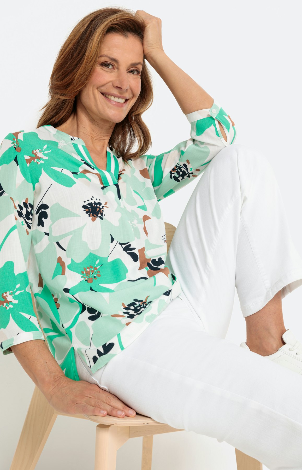 Bloemrijke blouse met 3/4-mouwen