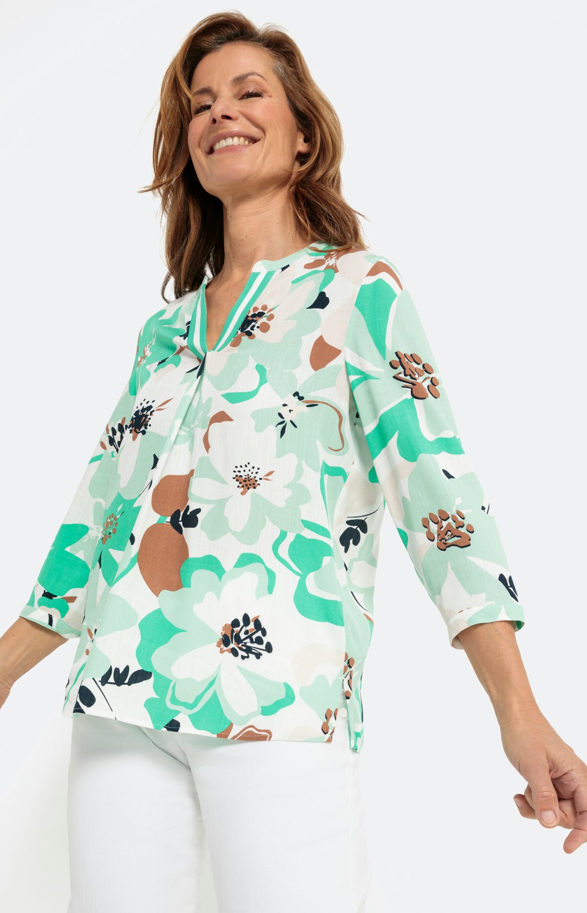 Bloemrijke blouse met 3/4-mouwen