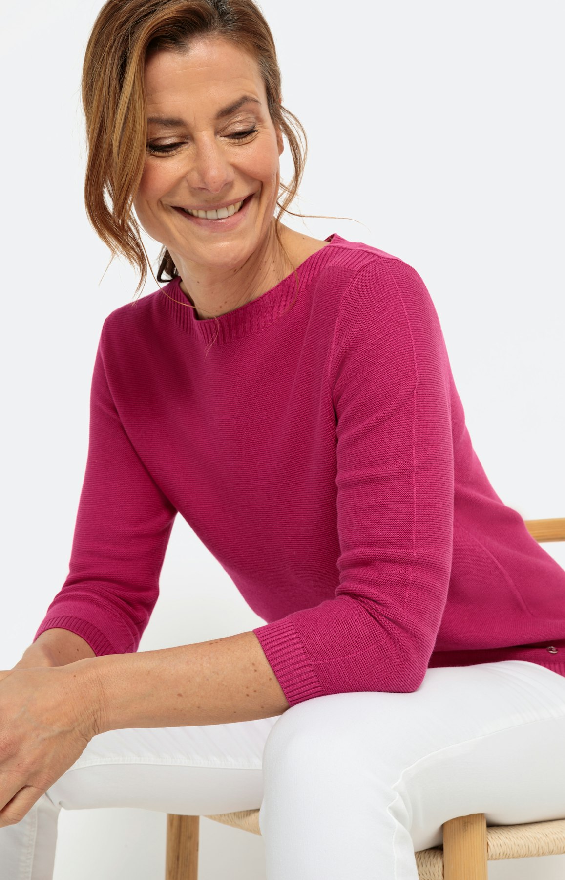 Trui met boothals en 3/4-mouwen