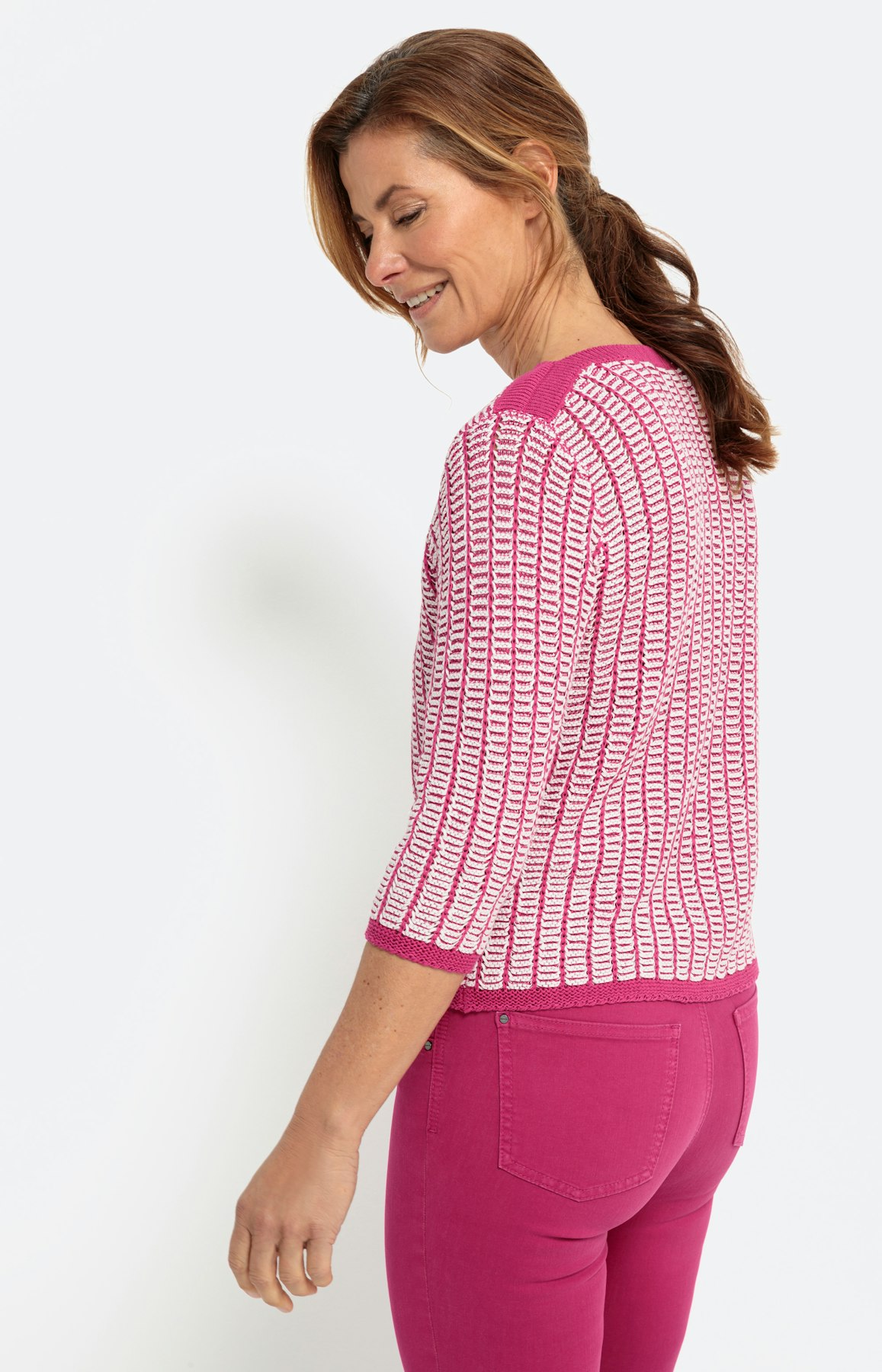 Trui met 3/4-mouwen en ribdetails