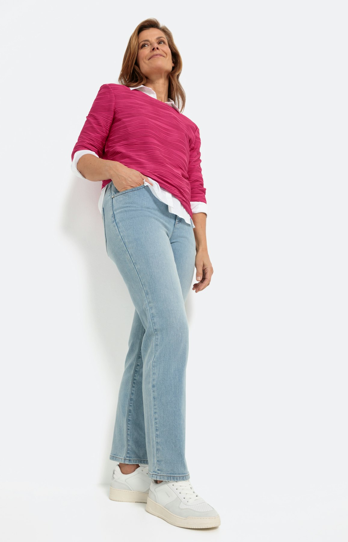 Gestructureerd shirt met 3/4-mouwen