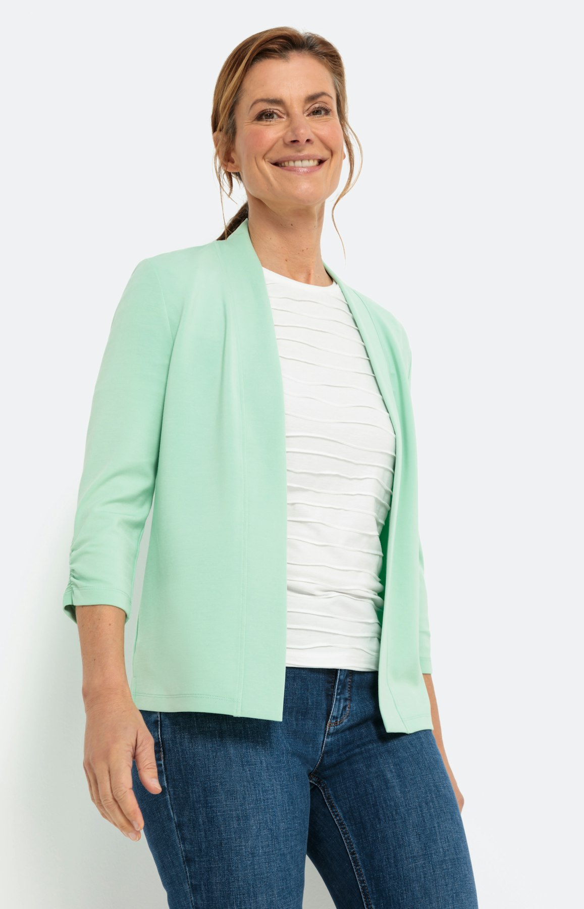 Scuba-cardigan met 3/4-mouwen