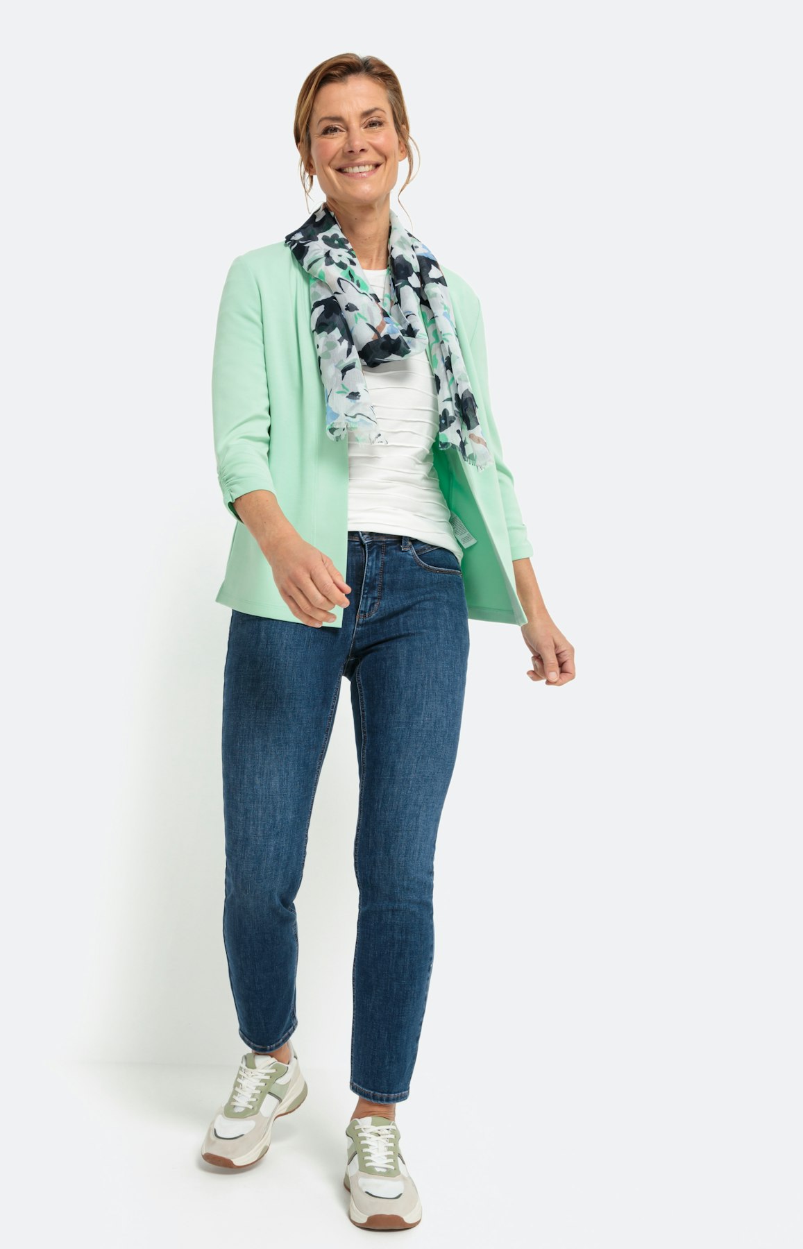 Scuba-cardigan met 3/4-mouwen