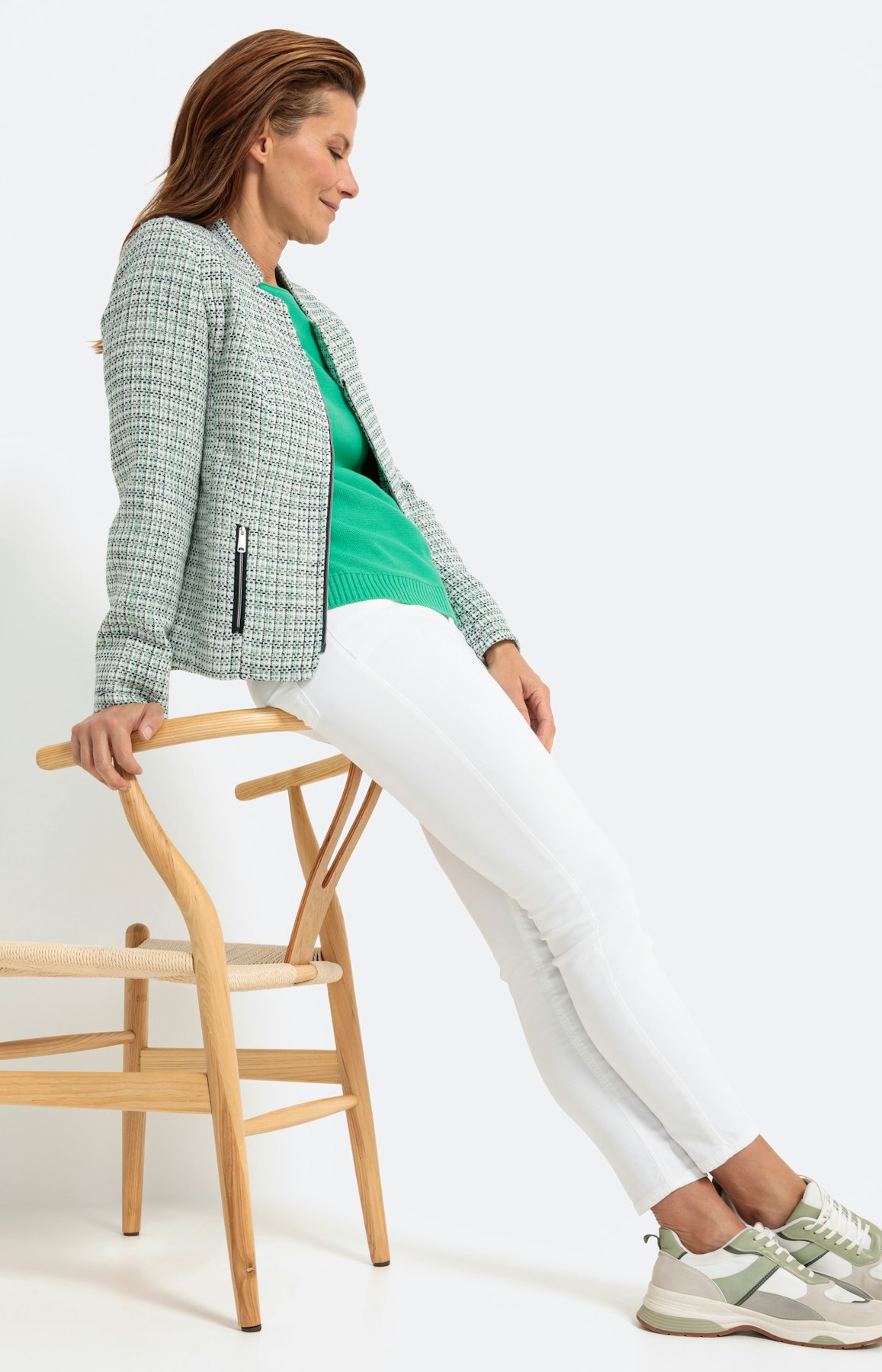 Geruite blazer met ritssluiting