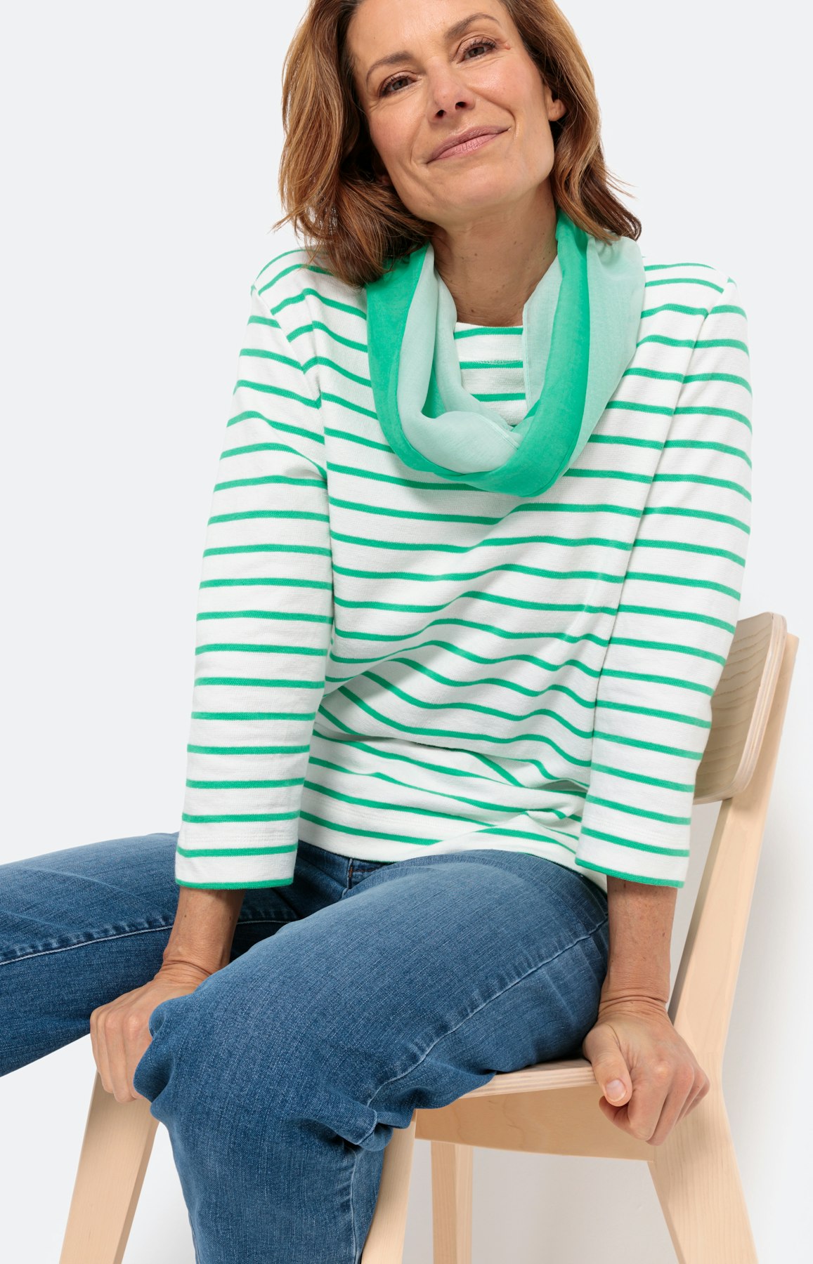 Strukturiertes Sweatshirt mit 3/4-Arm