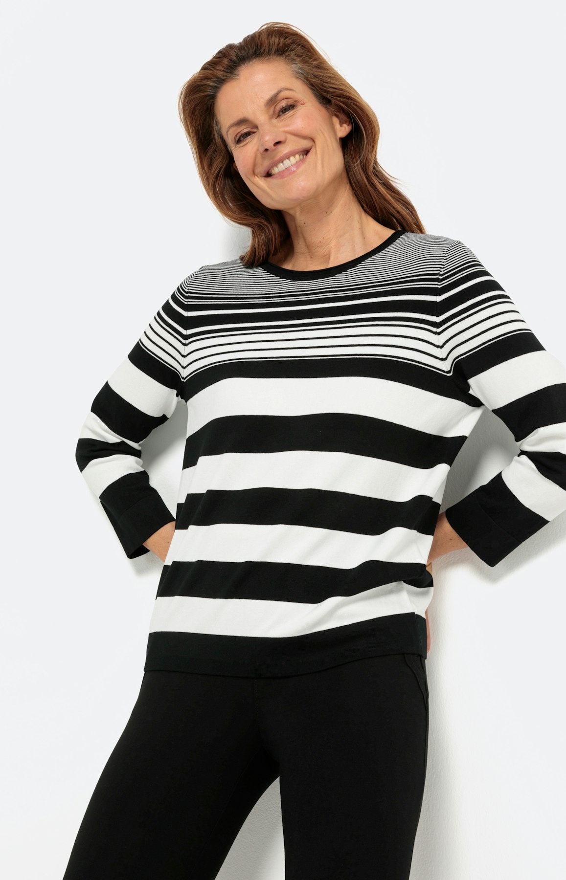 Gestreepte trui met 3/4-mouwen