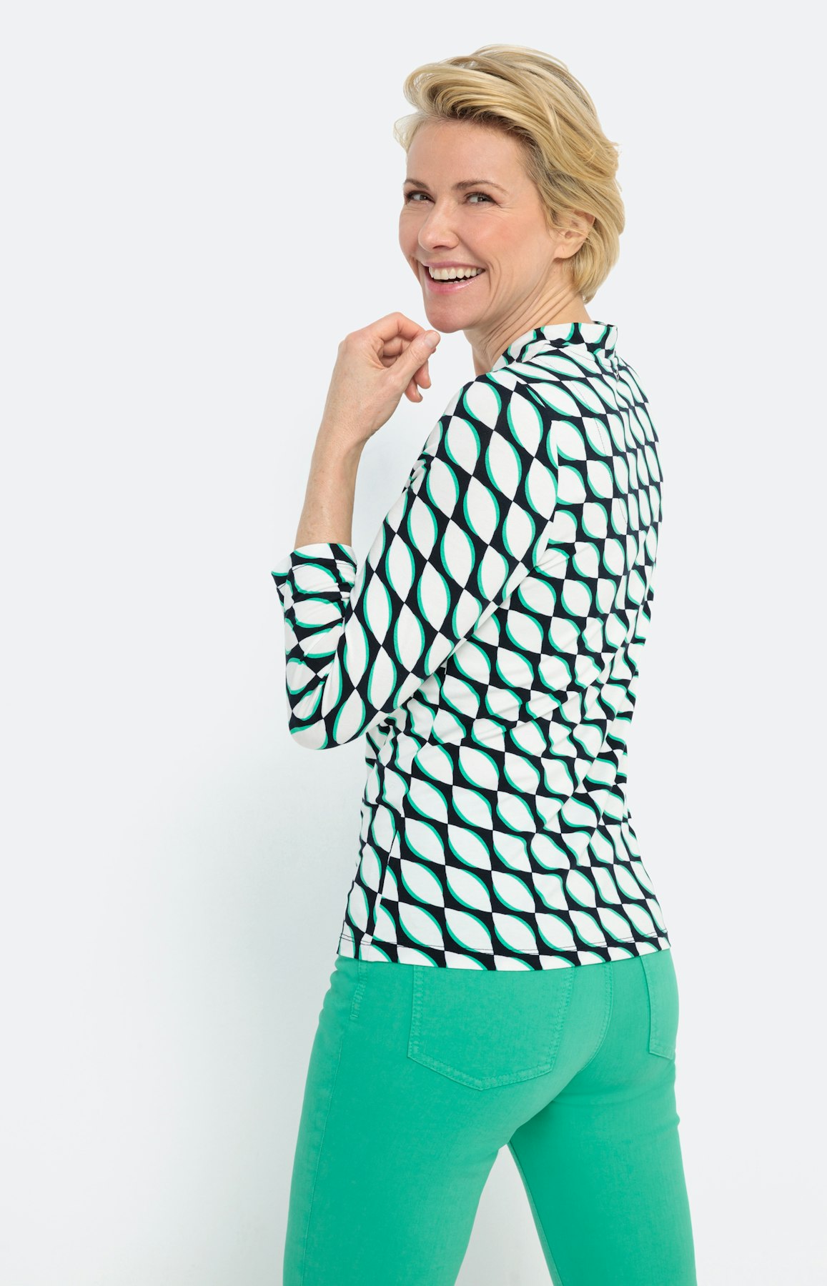 Jerseyshirt mit V-Ausschnitt und 3/4-Arm