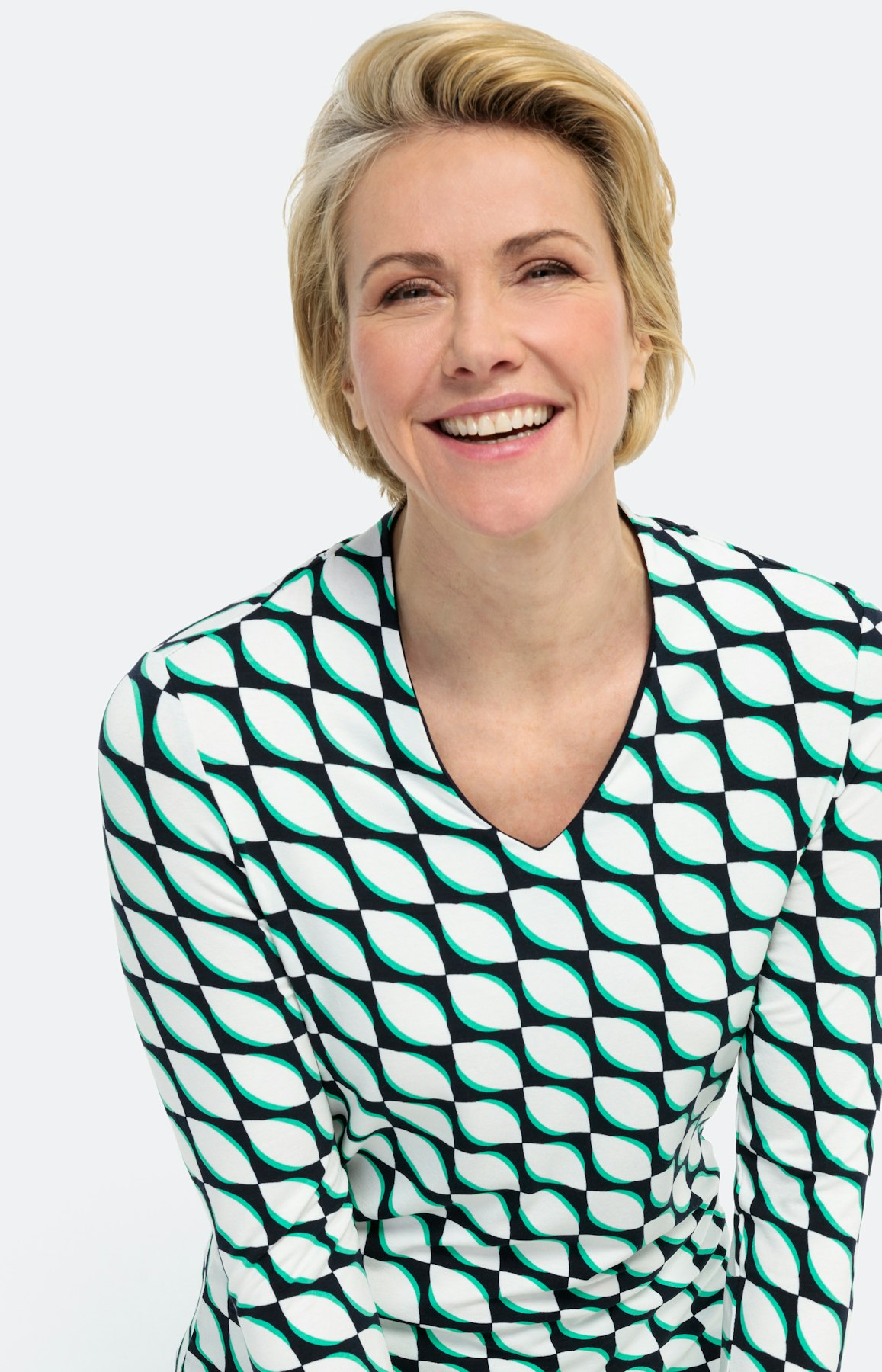 Jerseyshirt mit V-Ausschnitt und 3/4-Arm