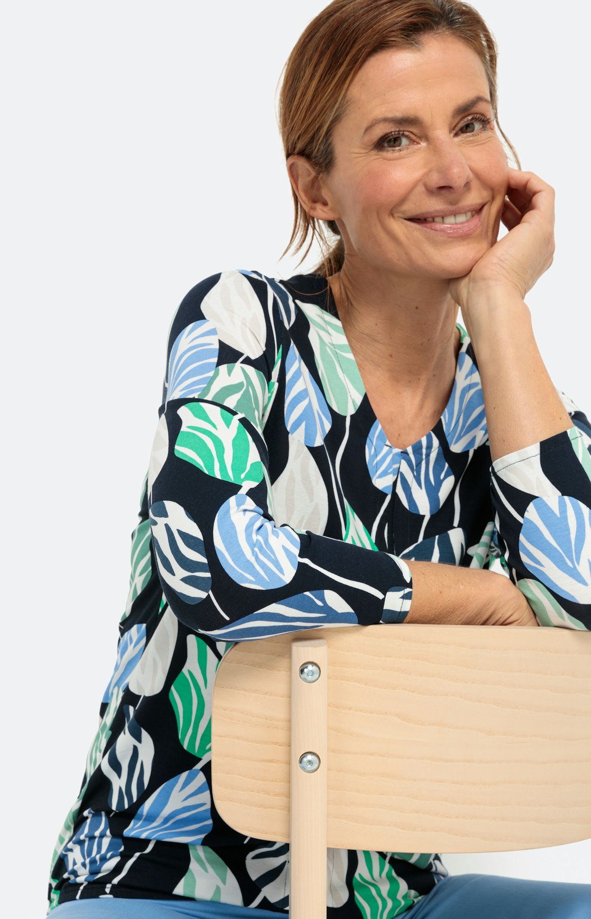 Gedessineerd shirt met 3/4-mouwen