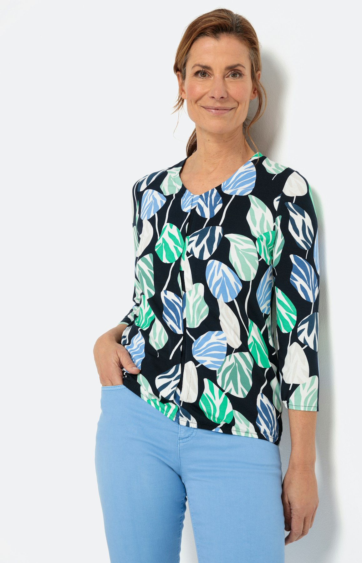 Gedessineerd shirt met 3/4-mouwen