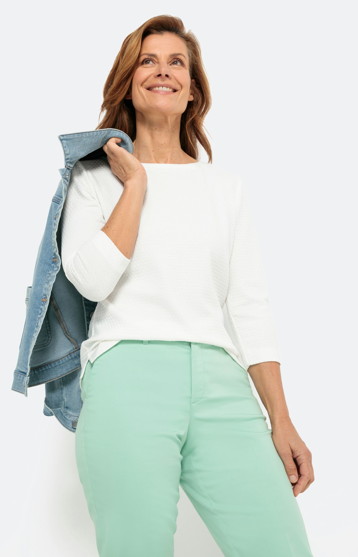 Strukturiertes Shirt mit 3/4-Ärmel