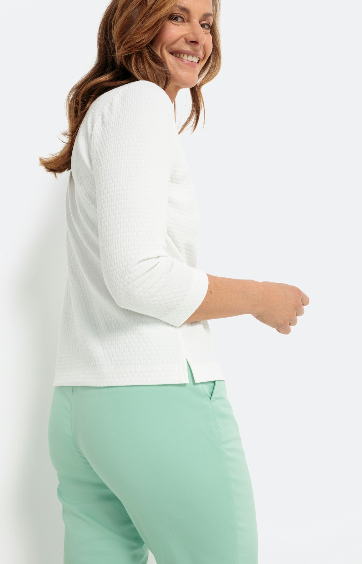 Strukturiertes Shirt mit 3/4-Ärmel