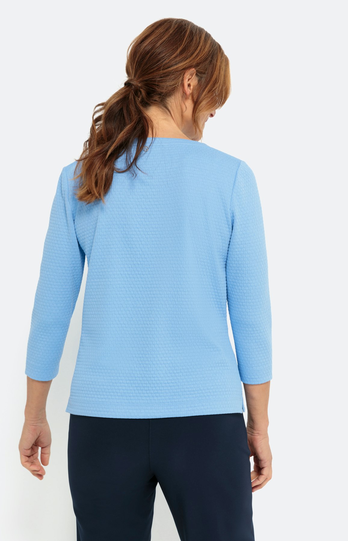 Effen shirt met 3/4-mouwen en structuur