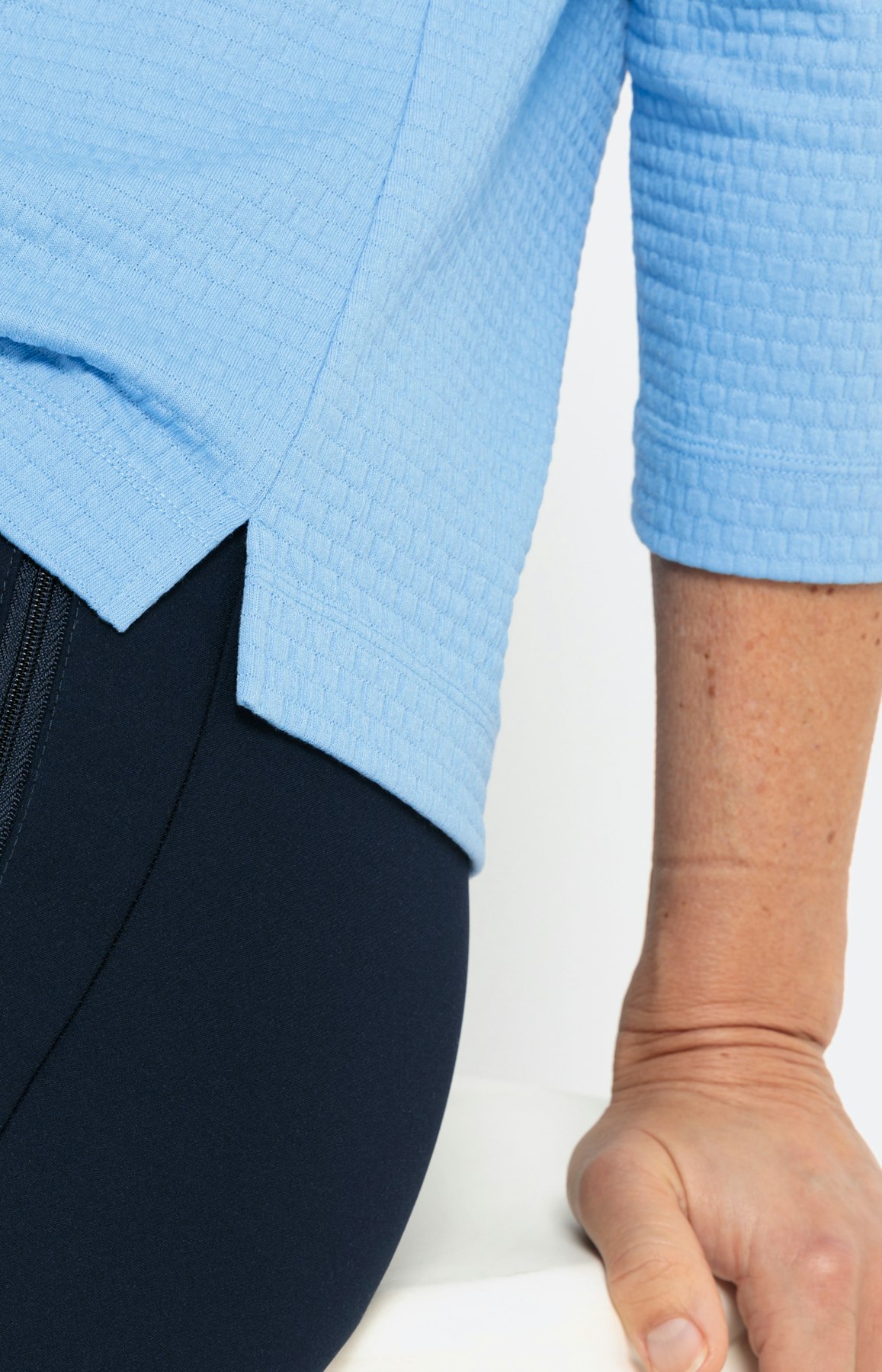 Effen shirt met 3/4-mouwen en structuur