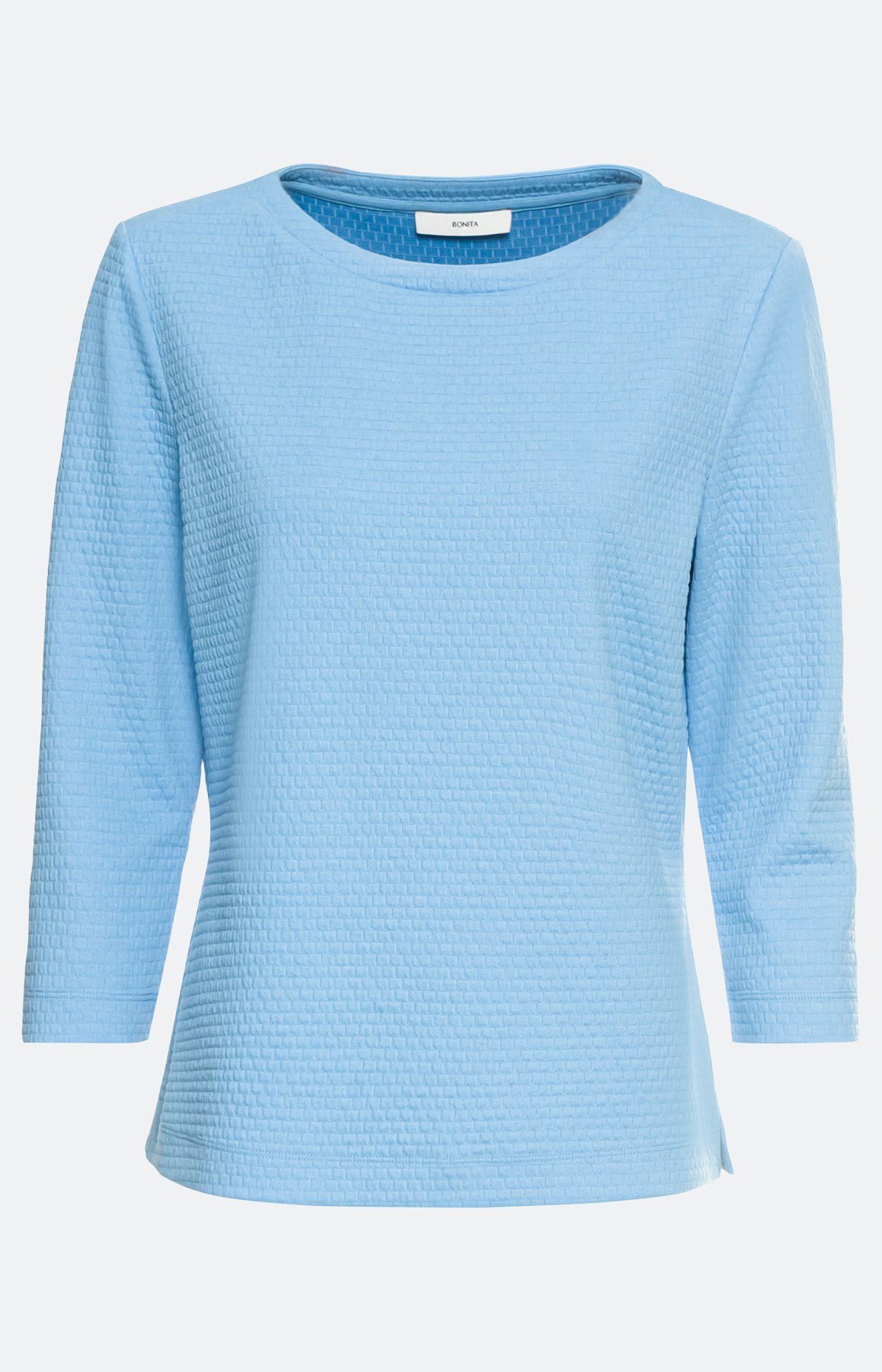 Effen shirt met 3/4-mouwen en structuur