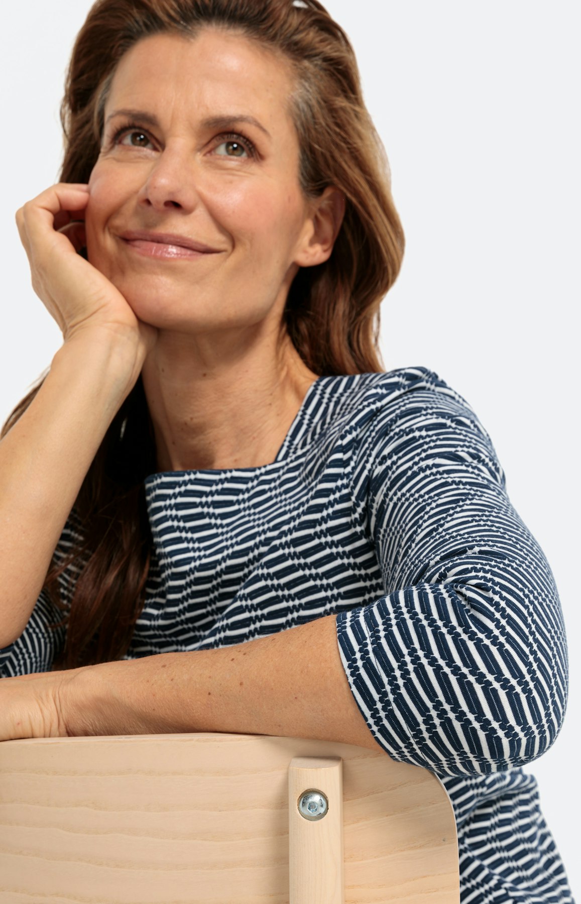 Shirt met golfstructuur en 3/4-mouwen