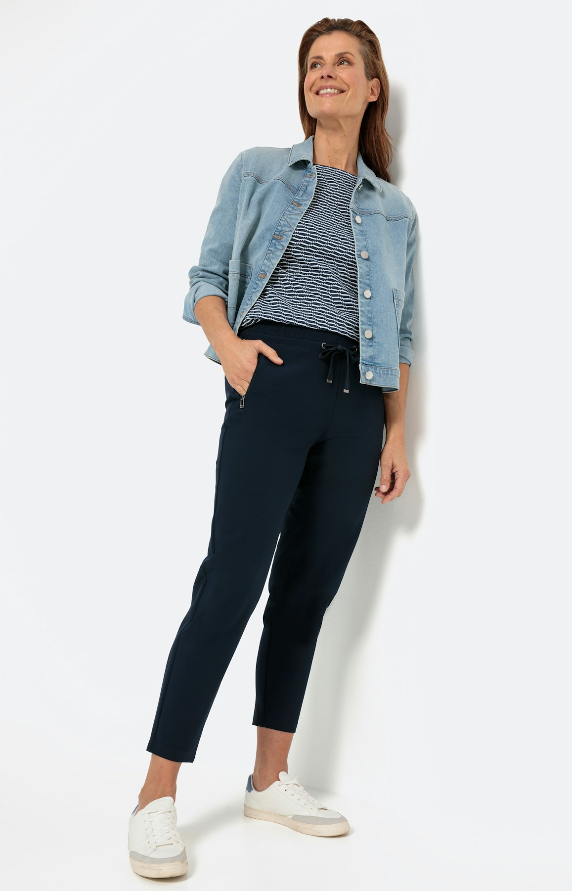 Shirt met golfstructuur en 3/4-mouwen