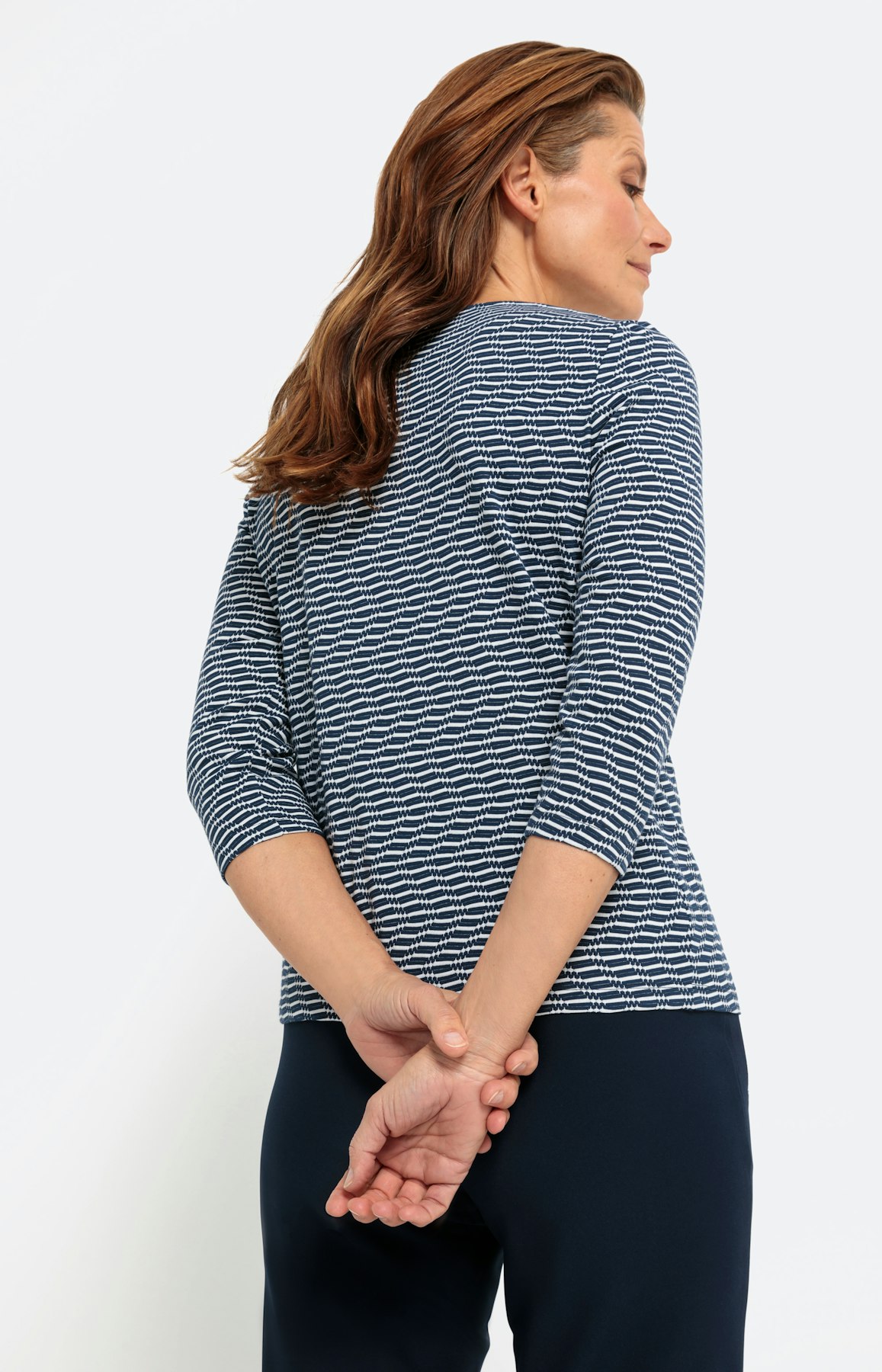 Shirt met golfstructuur en 3/4-mouwen