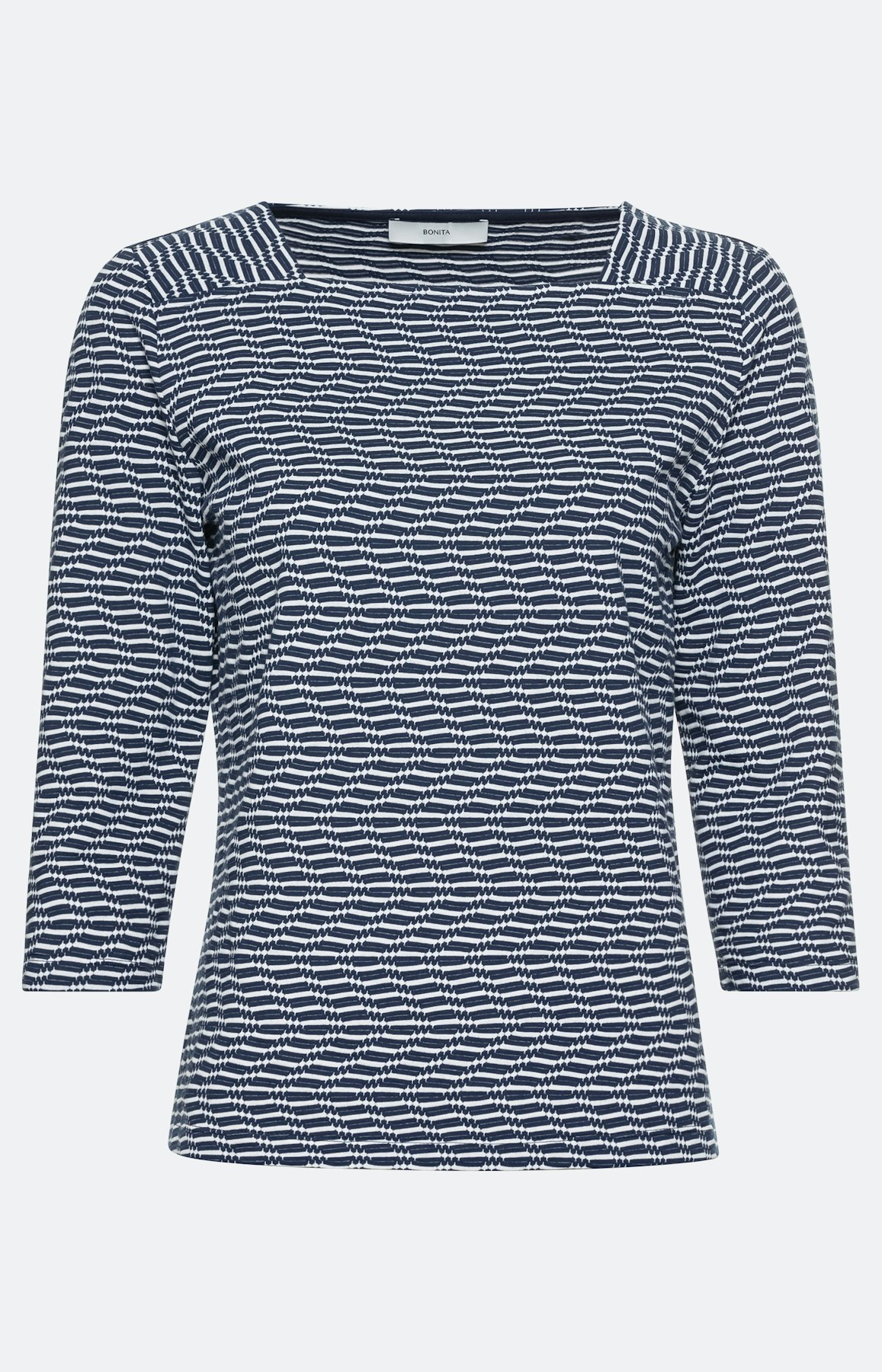 Shirt met golfstructuur en 3/4-mouwen