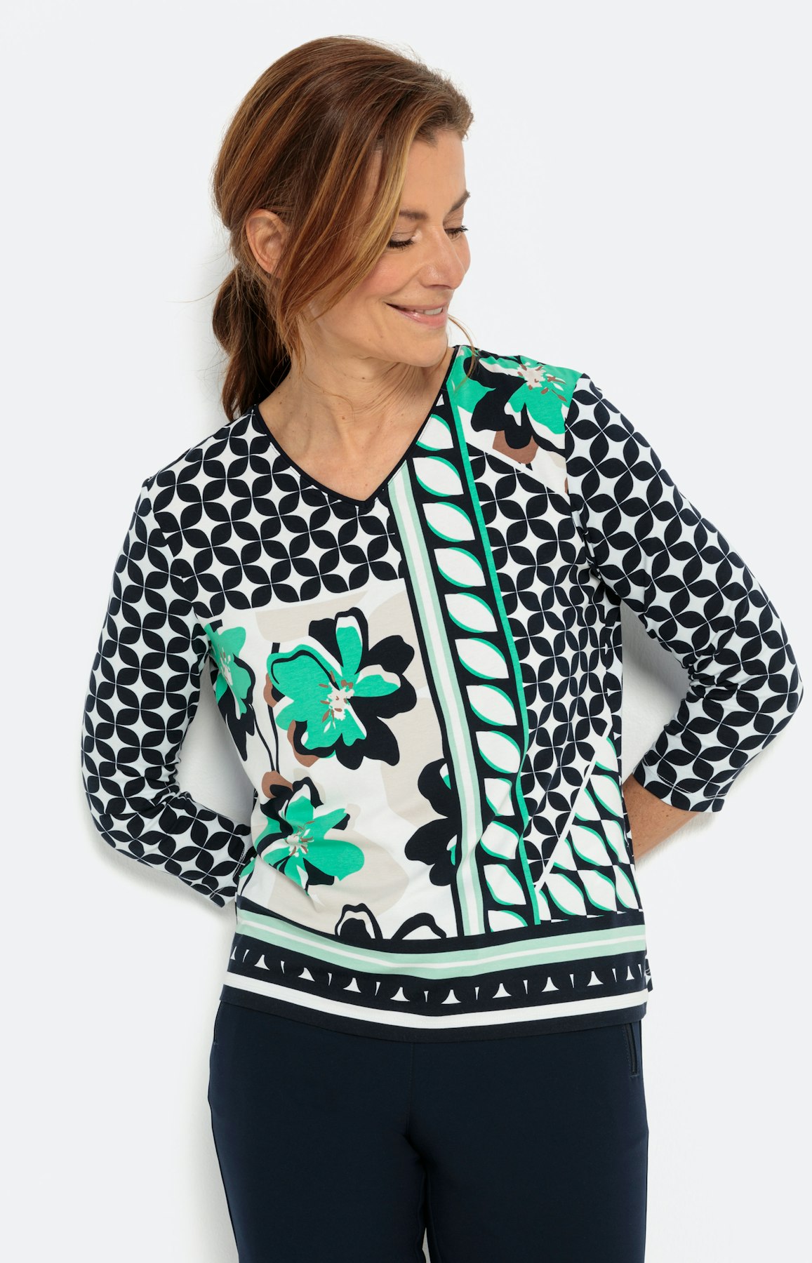 Mustermix-Shirt mit 3/4-Arm