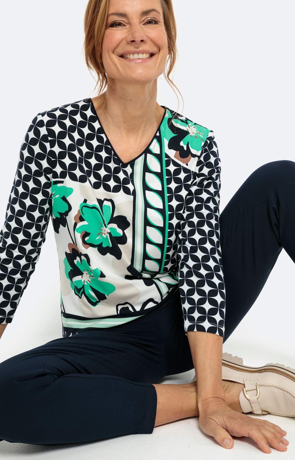 Mustermix-Shirt mit 3/4-Arm