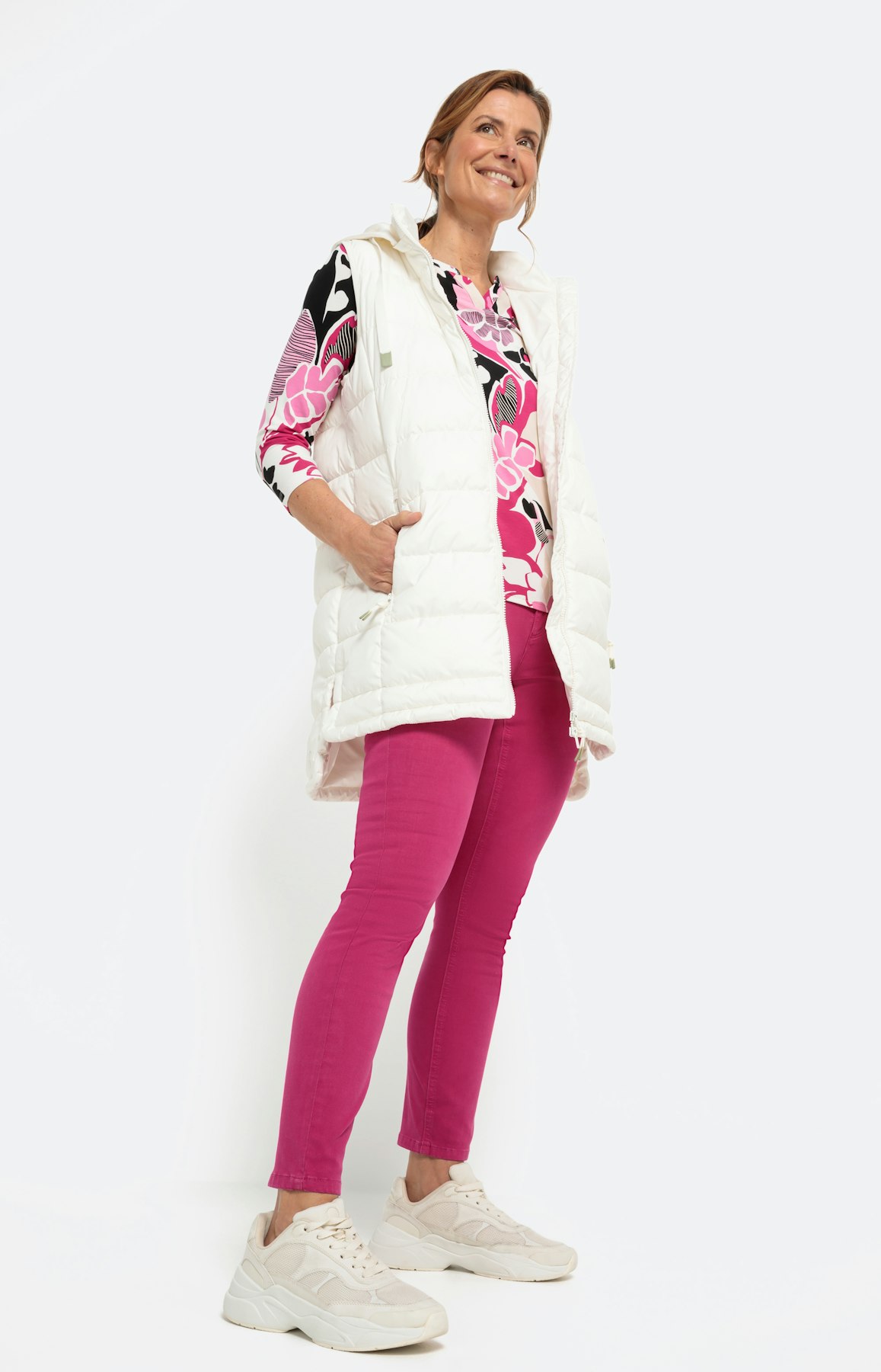 Shirt mit Blätterprint und 3/4-Ärmel