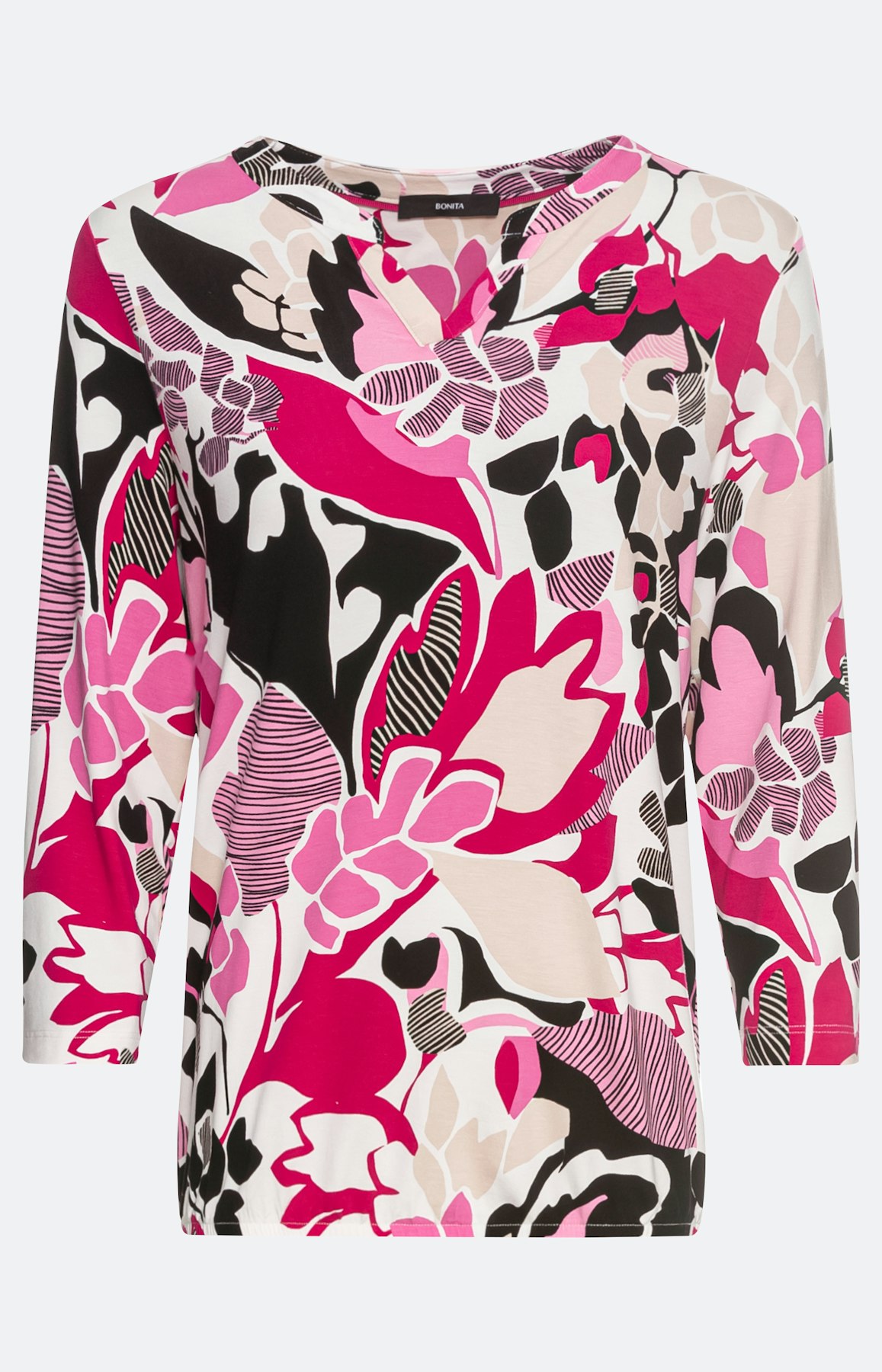 Shirt mit Blätterprint und 3/4-Ärmel