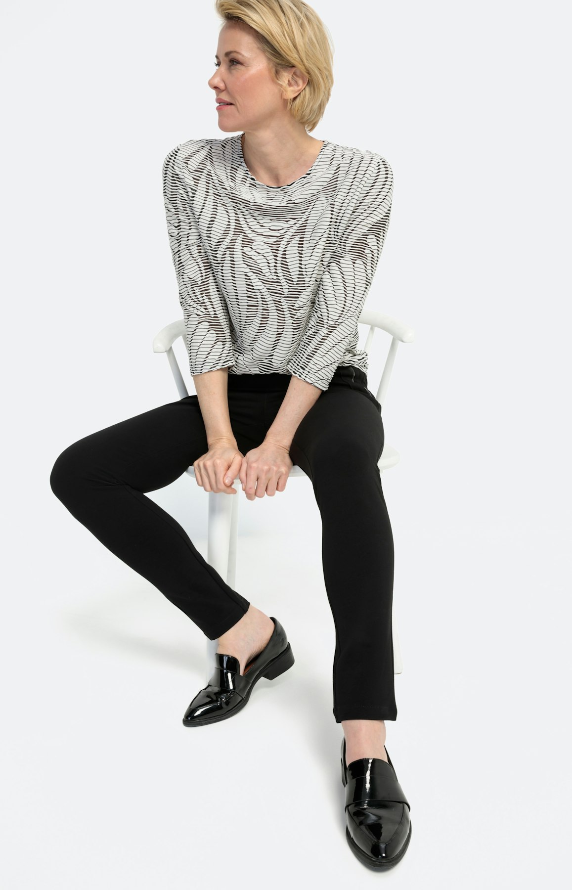 Shirt met ronde hals en 3/4-arm