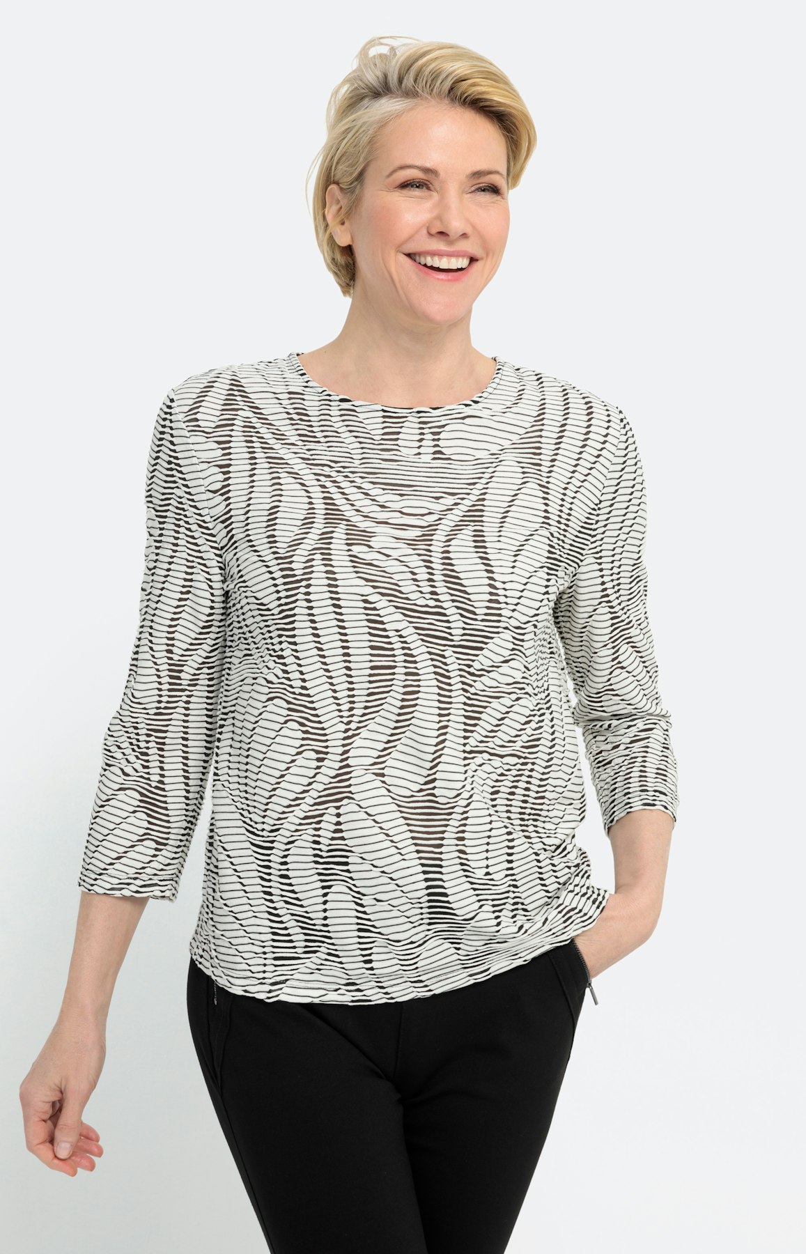 Shirt met ronde hals en 3/4-arm