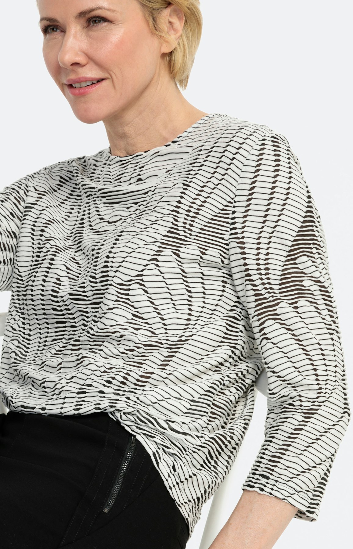 Shirt met ronde hals en 3/4-arm