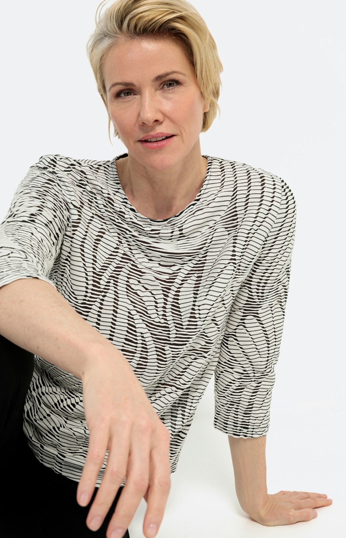 Shirt met ronde hals en 3/4-arm