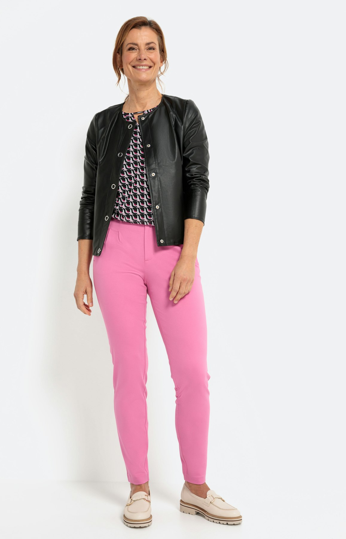 Mesh-shirt met print en 3/4-mouwen