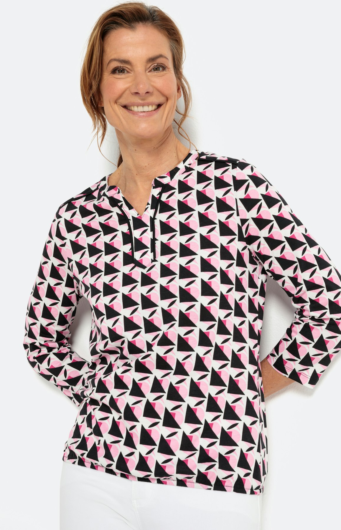 Shirt mit Minimalprint und 3/4-Ärmel