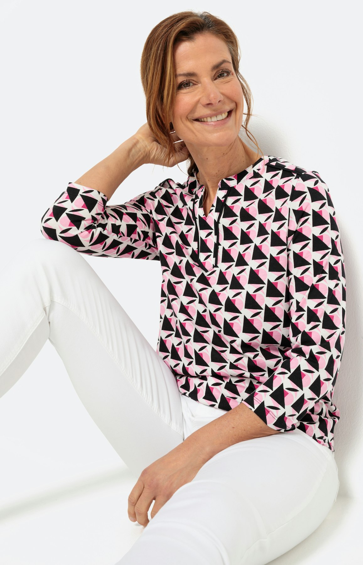 Shirt mit Minimalprint und 3/4-Ärmel