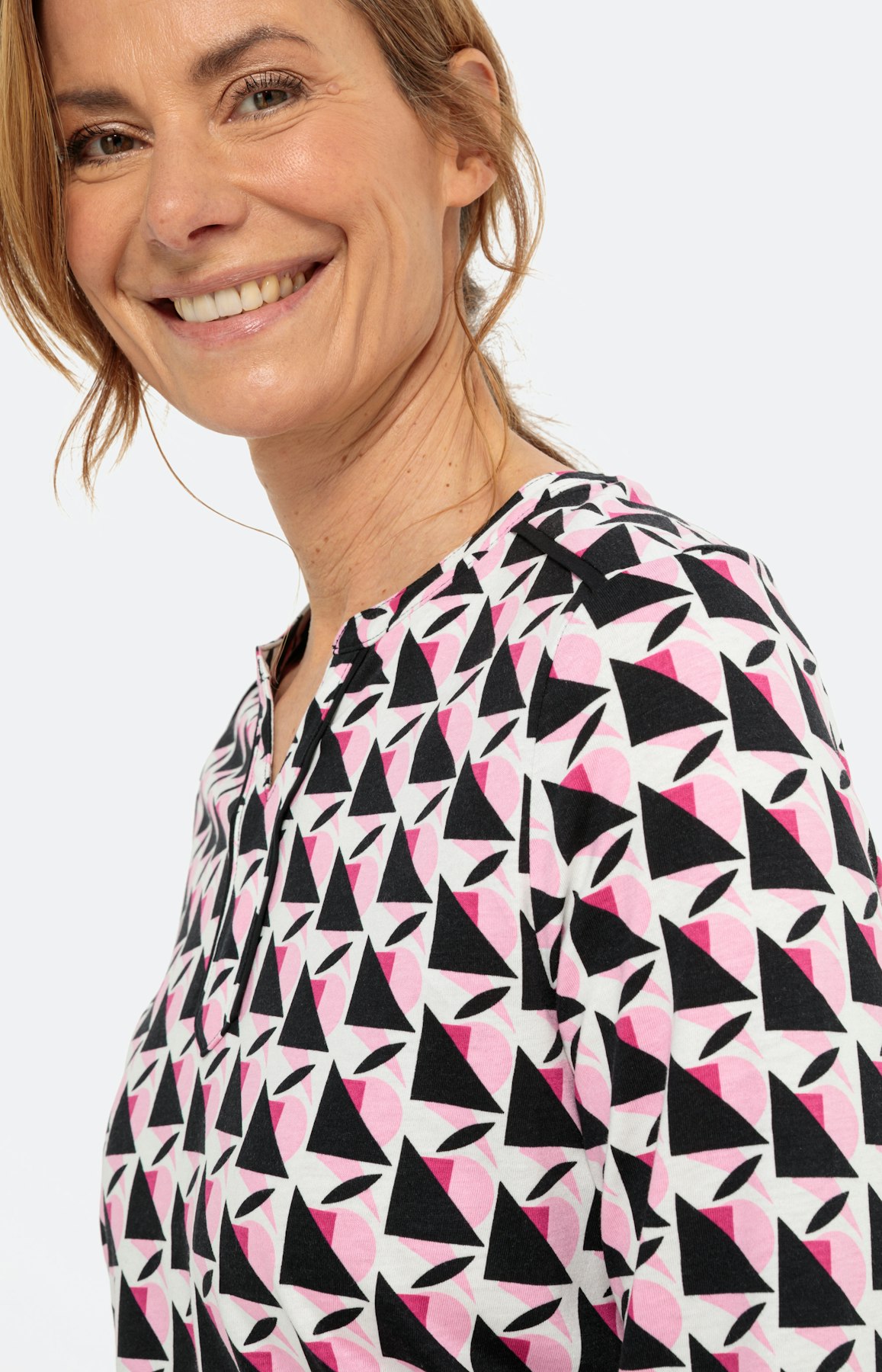 Shirt mit Minimalprint und 3/4-Ärmel